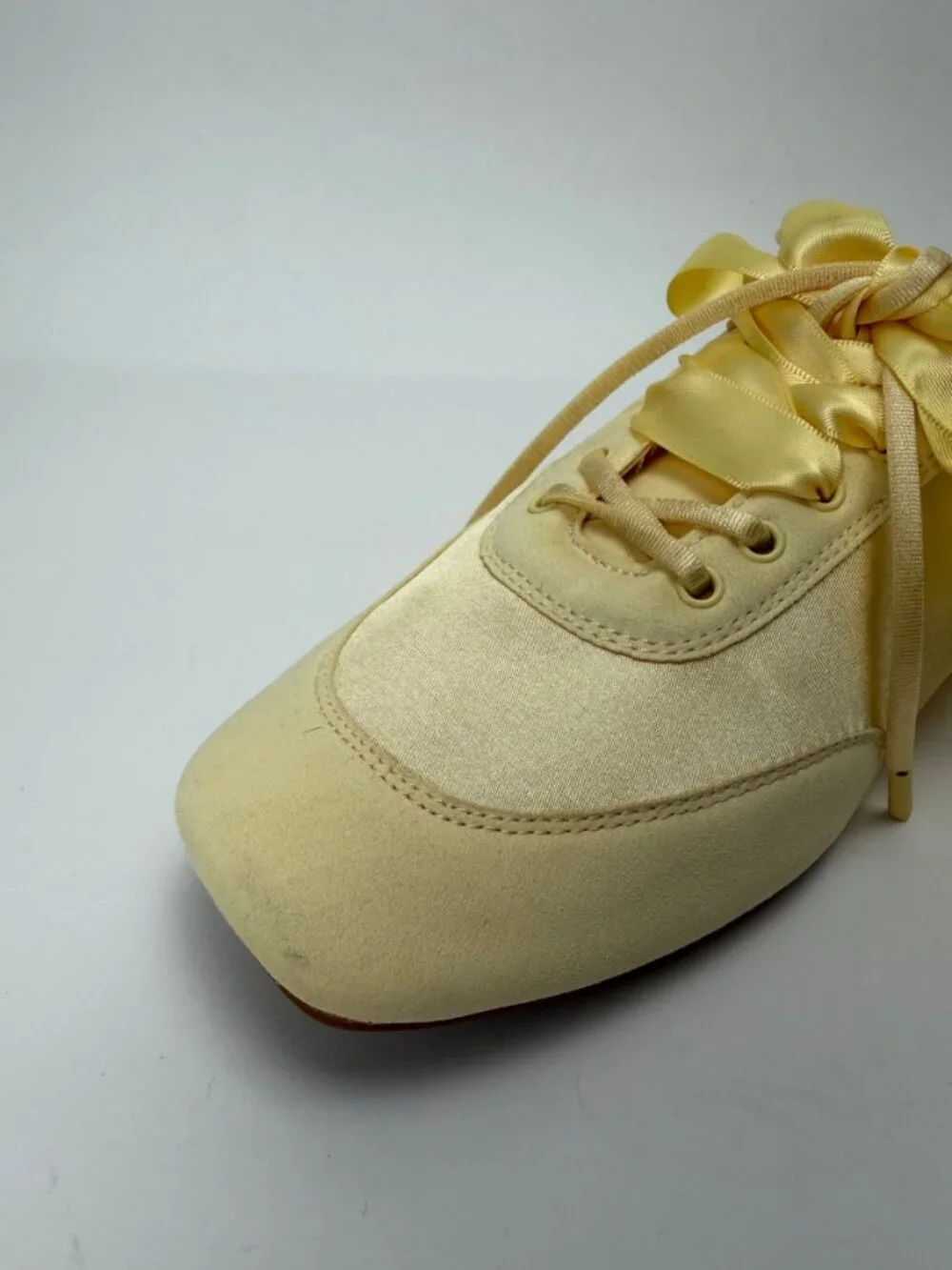 VIVAIA Women's Cristina Square-Toe Lace-Up Satin Sneakerina Yellow Size 8